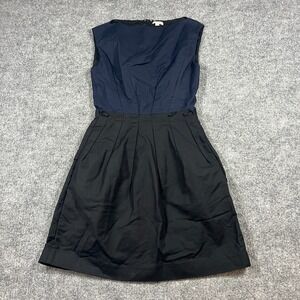 Gap Fit & Flare Dress Women 0 Navy Black Colorblock Pleated Detailing Boat Neck